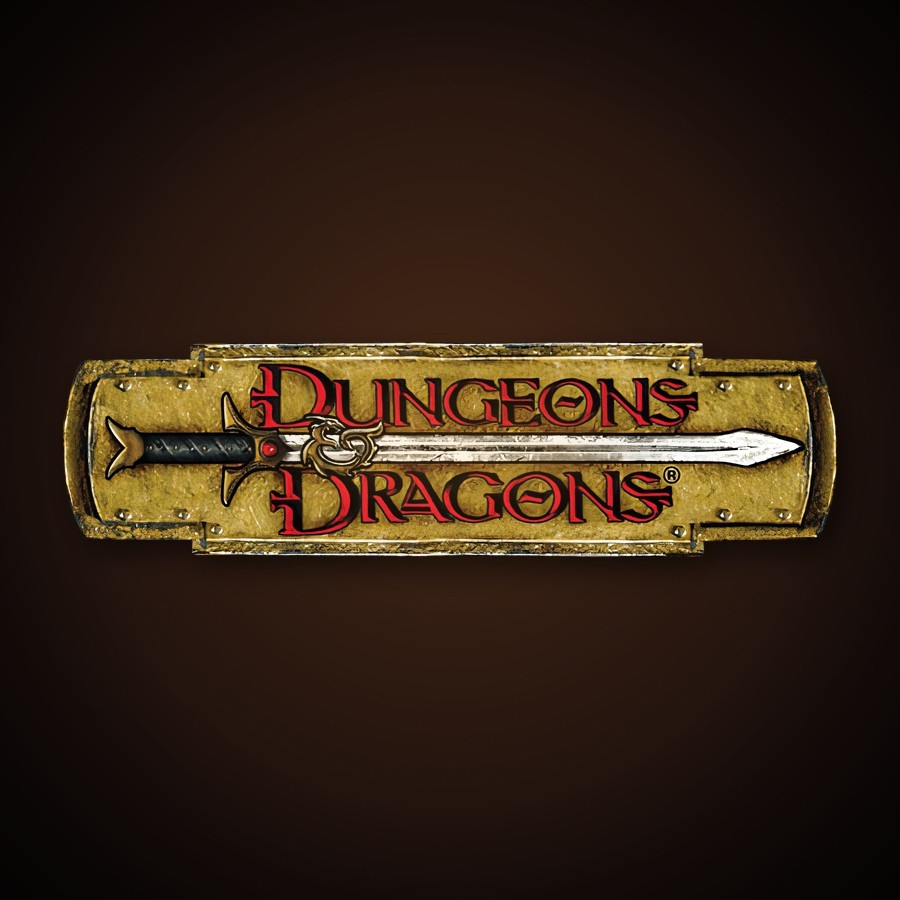 Dungeons & Dragons logo on a torch-lit dungeon backdrop